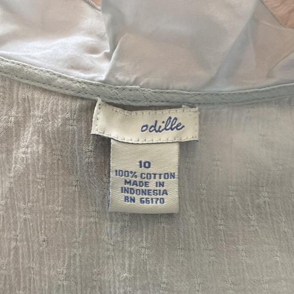 Anthropologie Odille cotton wrap blouse with satin ruffle & tie - size 10 - Picture 6 of 7